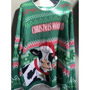 Holiday‎ Time 3XL Men's Jingle Scarf Cowbells Long Sleeve Ugly Christmas Sweater